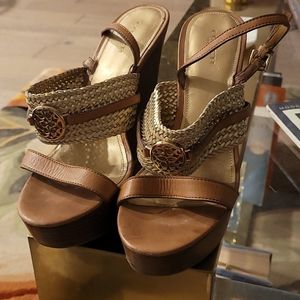 Coach Leather Wedge Sandals